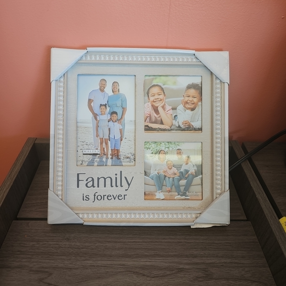 NEW Family Is Forever 10" X 10" Malden Picture Frame 3 Opening Photo Frame